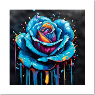 Splash Blue Rose Posters and Art